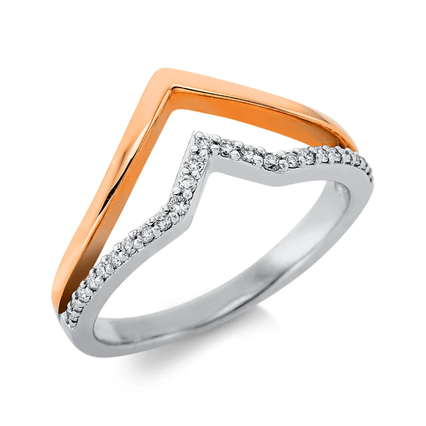 Ring aus 750 Gold weiß/rot 25 Brillanten 0,11ct TW-VSI B:9,1mm