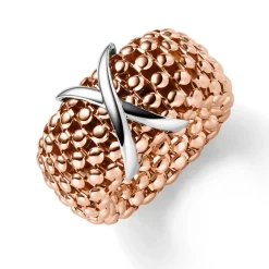 Ring aus 585 Gold weiß/rot Damenring Fingerring elastisch Himbeer Breite 14mm