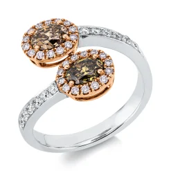 Ring aus 750 Gold weiß/rot 42 Diamanten 1,16ct B:10,4mm