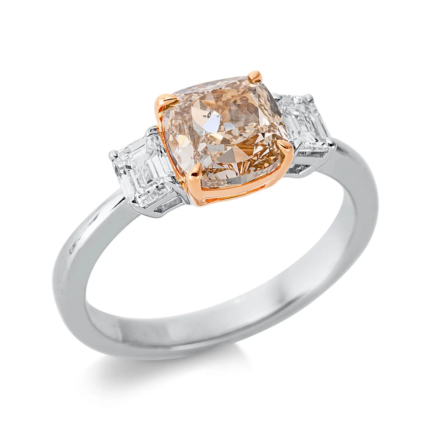 Ring aus 750 Gold weiß/rot 3 Diamanten 2,26ct B:6,8mm