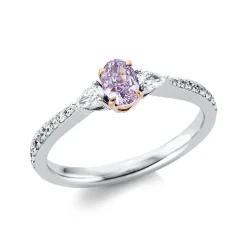 Ring aus 750 Gold weiß/rot 23 Diamanten 0,72ct B:5,2mm 4er-Krappe