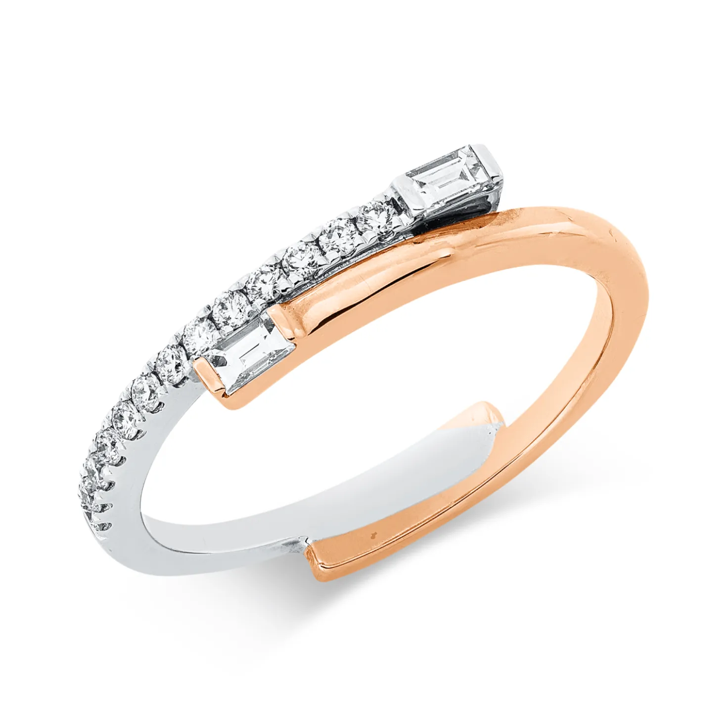 Ring aus 750 Gold weiß/rot 15 Diamanten 0,23ct TW-SI B:3,4mm