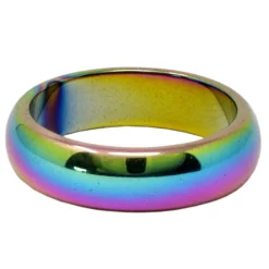 Ring aus Hämatit Multicolor glatt rund Hämatitring Steinring rainbow bedampft