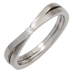Ring aus 950 Platin mattiert mit Brillant 0,05ct Platinring Fingerring