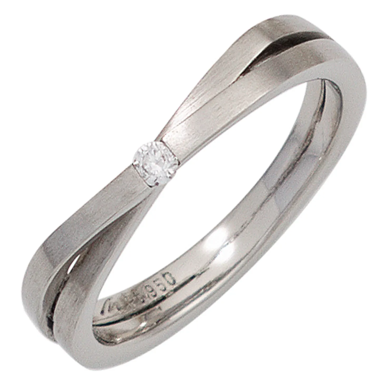 Ring aus 950 Platin mattiert mit Brillant 0,05ct Platinring Fingerring