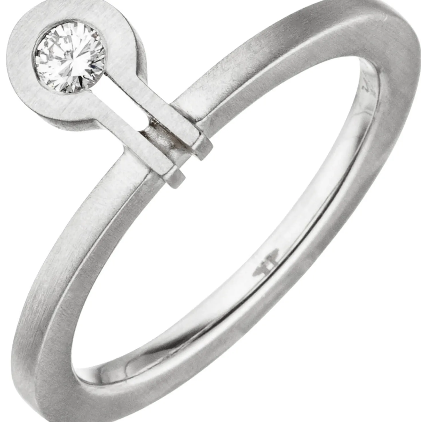 Ring aus 950 Platin mattiert mit Diamant Brillant 0,07ct Platinring Damen
