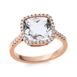 Ring aus 750 Rotgold Amethyst 3ct grün 40 Brillanten 0,21ct TW-SI B:11,3mm