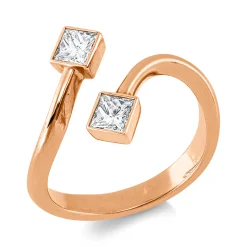 Ring aus 750 Rotgold 2 Diamanten Prinzess-Schliff 0,49ct F-VSI/SI B:14,2mm Zarge