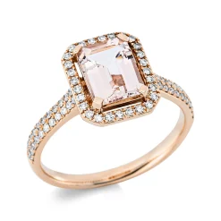 Ring aus 750 Rotgold Morganit 1,3ct rosa 72 Diamanten 0,26ct TW-SI B:11,4mm