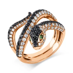 Ring aus 585 Rotgold 4 Smaragde 0,06ct grün 164 Diamanten 1,67ct B:19mm