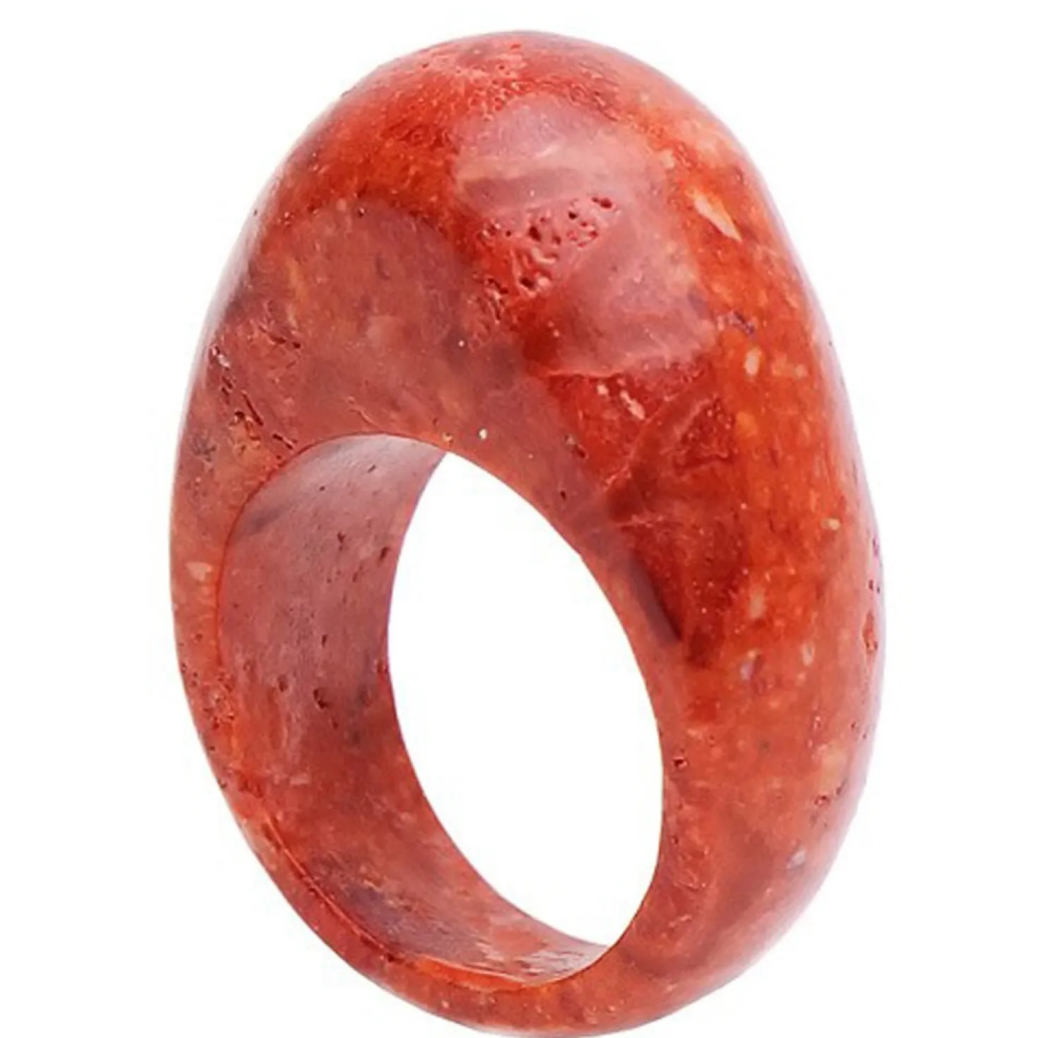 Ring aus Schaumkoralle mit Wölbung, Massiv, Breite ca. 12.5mm, rot