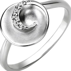 Ring aus 925 Silber teilmattiert mit 4 Zirkonia Silberring Fingerring Damen