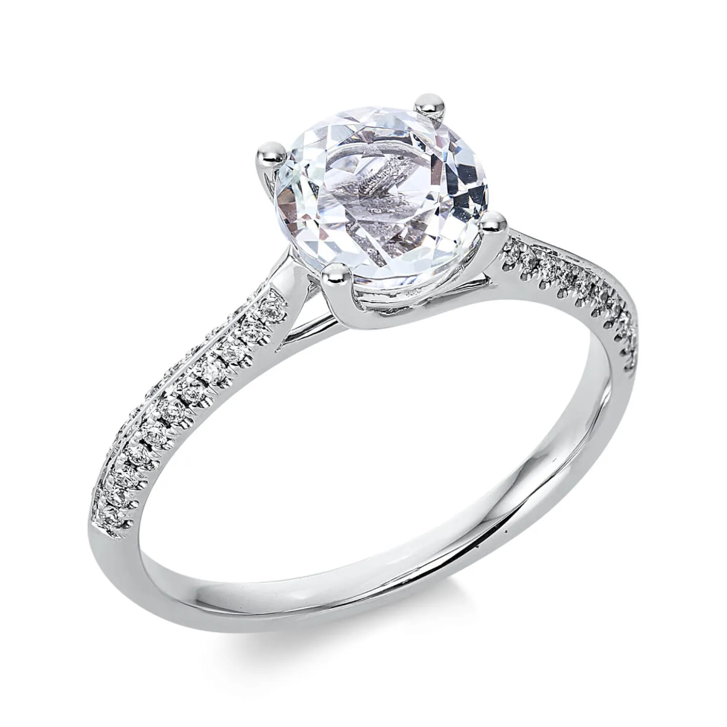 Ring aus 750 Weißgold Amethyst 1,29ct grün 44 Brillanten 0,14ct TW-SI Ø7mm