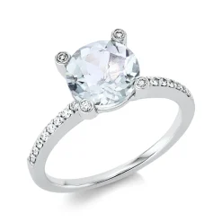 Ring aus 750 Weißgold Amethyst 1,78ct grün 36 Diamanten 0,22ct TW-SI Ø8,4mm