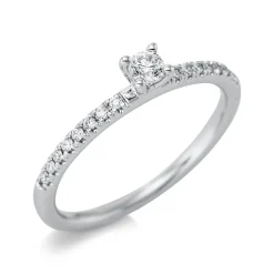 Ring aus 750 Weißgold 16 Brillanten 0,1ct TW-SI 1 Brillant 0,1ct TW-SI B:3,4mm