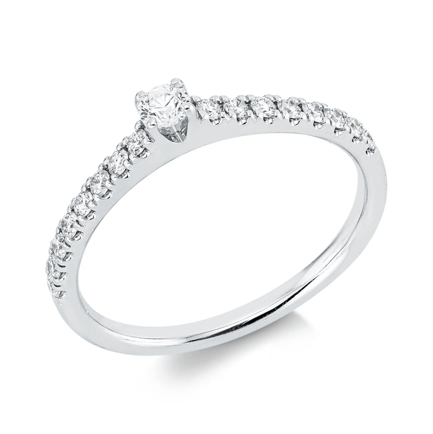 Ring aus 750 Weißgold 16 Brillanten 0,23ct TW-SI 1 Brillant 0,1ct TW-SI B:2,7mm