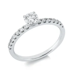 Ring aus 750 Weißgold 14 Brillanten 0,25ct TW-SI 1 Brillant 0,4ct TW-SI B:4,7mm