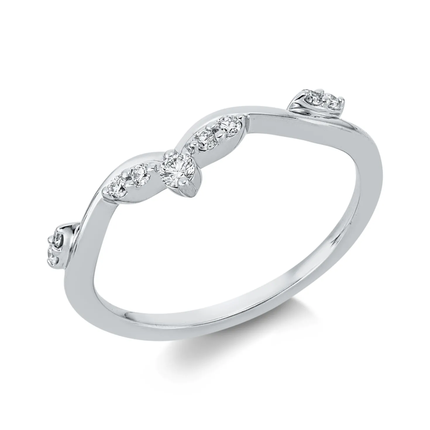 Ring aus 750 Weißgold 8 Brillanten 0,09ct TW-SI 1 Brillant 0,04ct TW-SI B:4,5mm