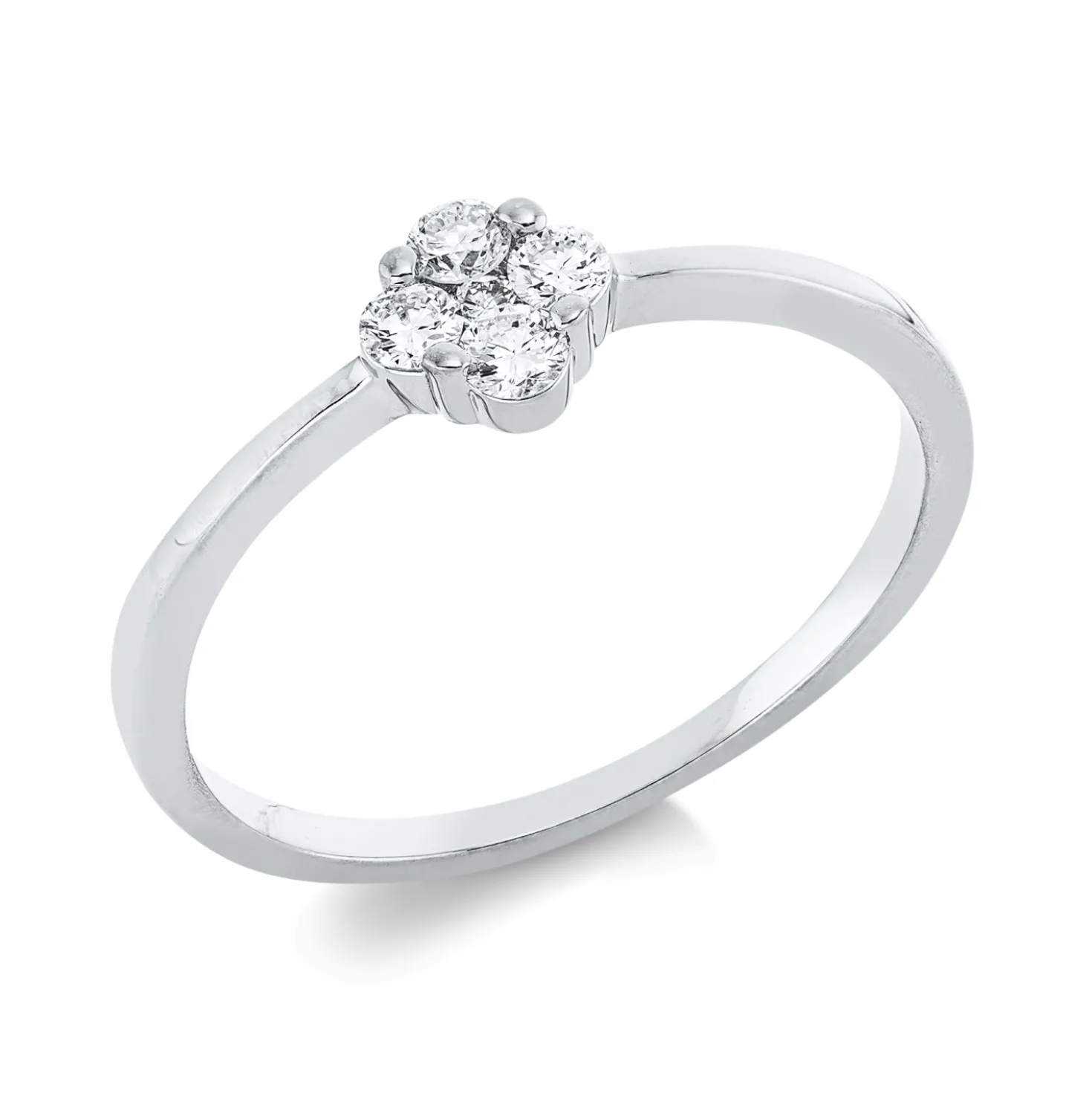 Ring aus 750 Weißgold 4 Brillanten 0,16ct TW-SI 1 Brillant 0,02ct TW-SI B:5,3mm
