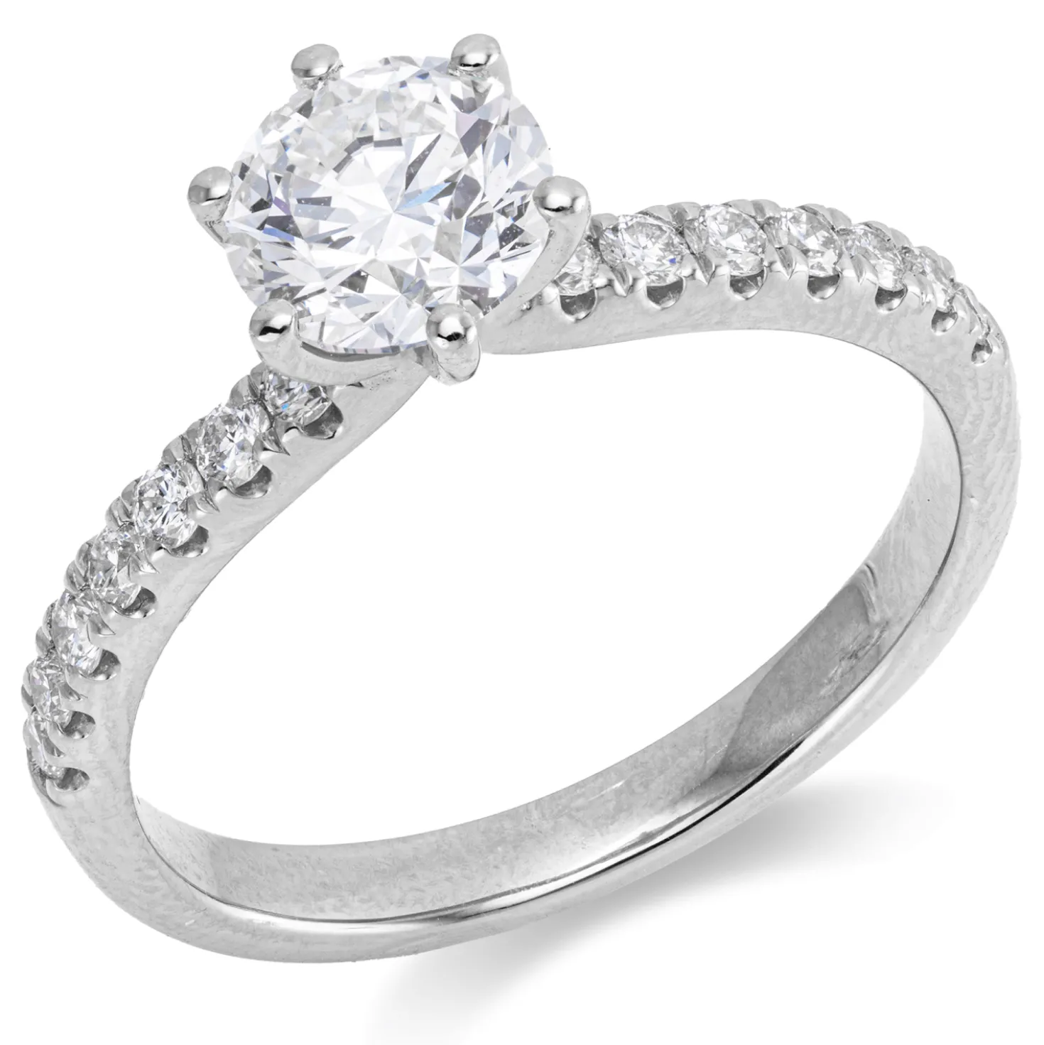 Ring aus 750 Weißgold 14 Brillanten 0,27ct TW-SI 1 Brillant 1ct W-SI B:7,6mm
