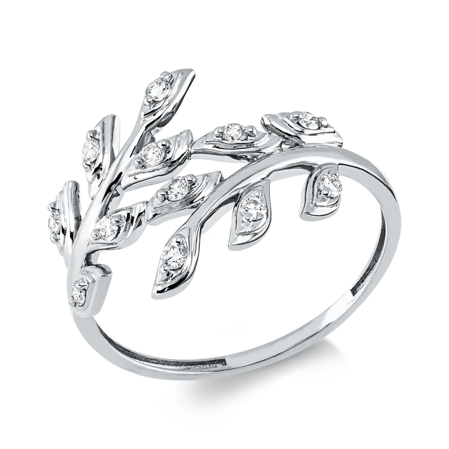 Ring aus 750 Weißgold 4 Brillanten 0,06ct TW-SI 8 Brillanten 0,1ct TW-SI B:13,1mm