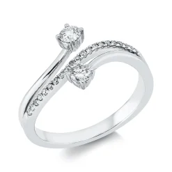 Ring aus 750 Weißgold 2 Brillanten 0,22ct W-PI 21 Diamanten 0,08ct W-SI B:10,5mm
