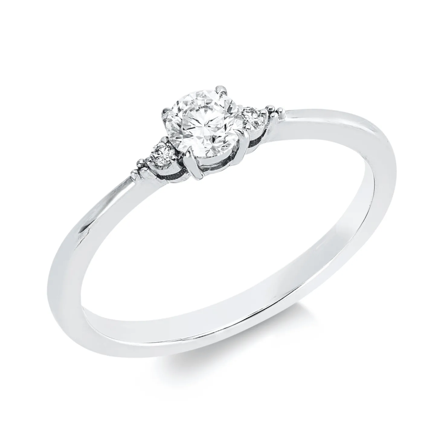 Ring aus 750 Weißgold 2 Brillanten 0,04ct W-SI 1 Brillant 0,26ct W-SI B:4mm