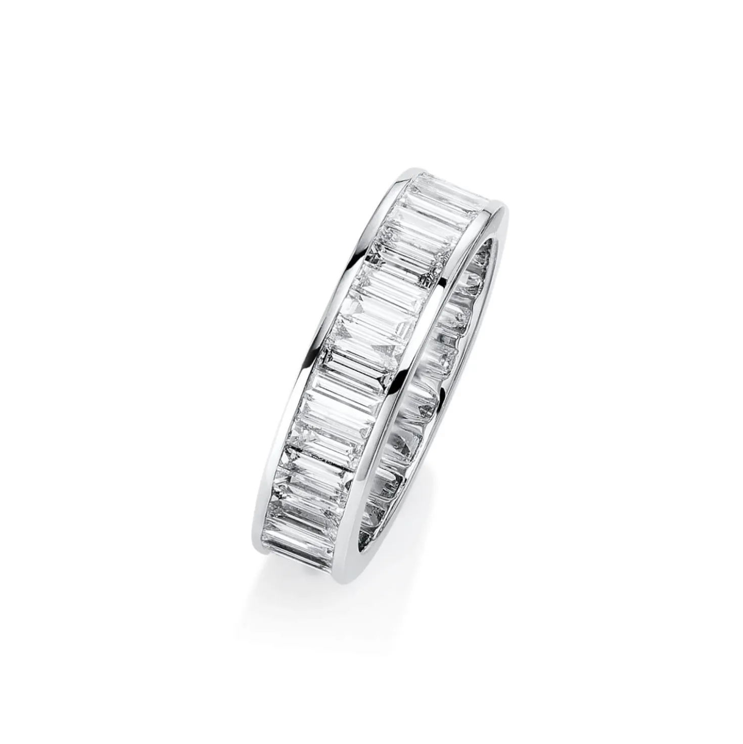Ring aus 750 Weißgold 43 Diamanten Baguette-Schliff 3,18ct TW-SI B:5,2mm