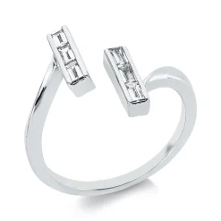 Ring aus 750 Weißgold 6 Diamanten Baguette-Schliff 0,3ct TW-VSI B:14,8mm