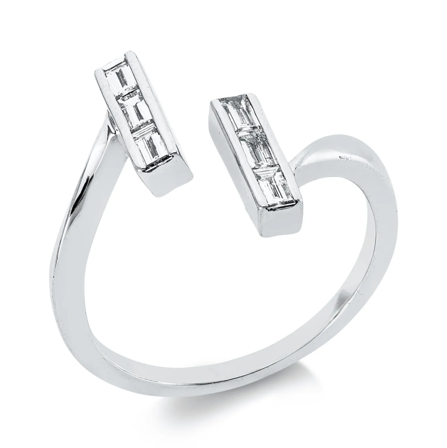 Ring aus 750 Weißgold 6 Diamanten Baguette-Schliff 0,3ct TW-VSI B:14,8mm