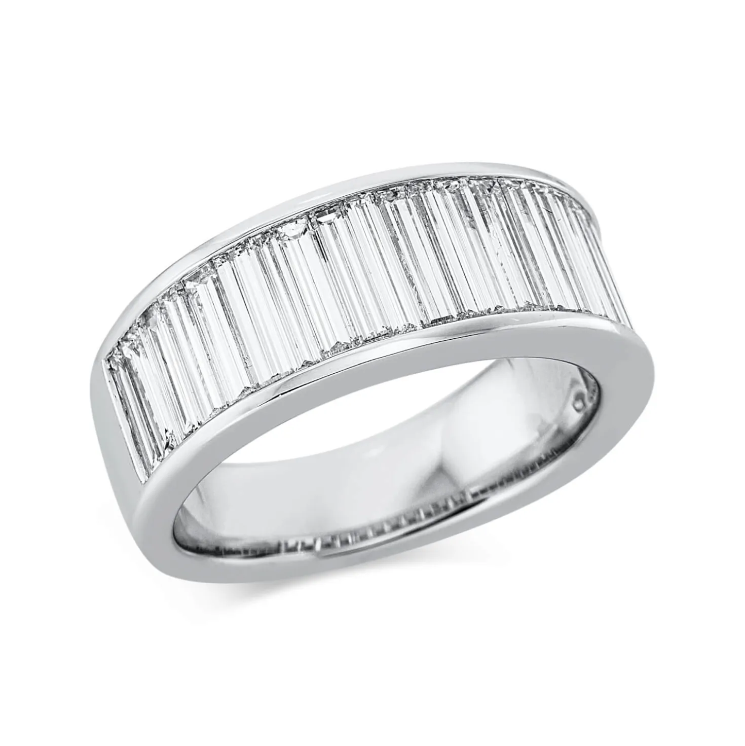 Ring aus 750 Weißgold 23 Diamanten Baguette-Schliff 2,12ct TW-VSI B:7,8mm