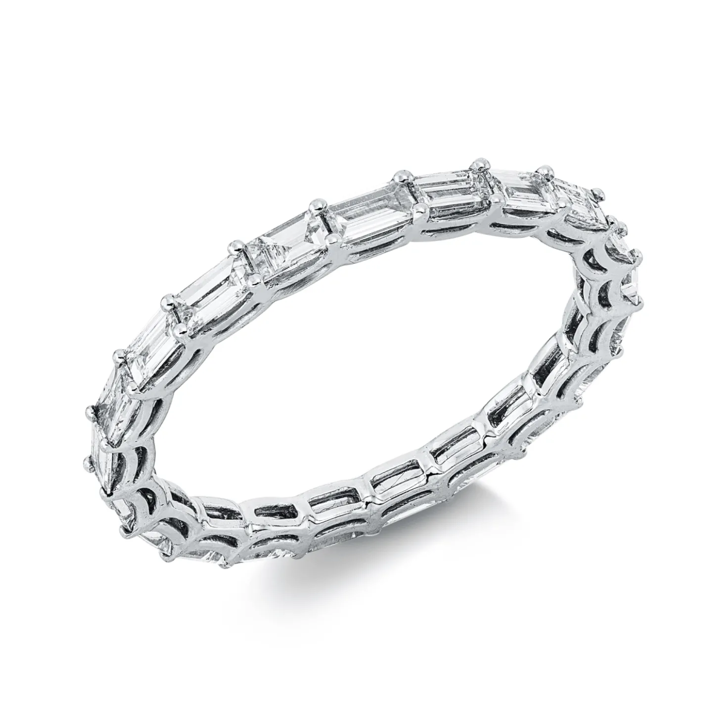 Ring aus 750 Weißgold 21 Diamanten Baguette-Schliff 1,08ct TW-VSI/SI B:2,2mm