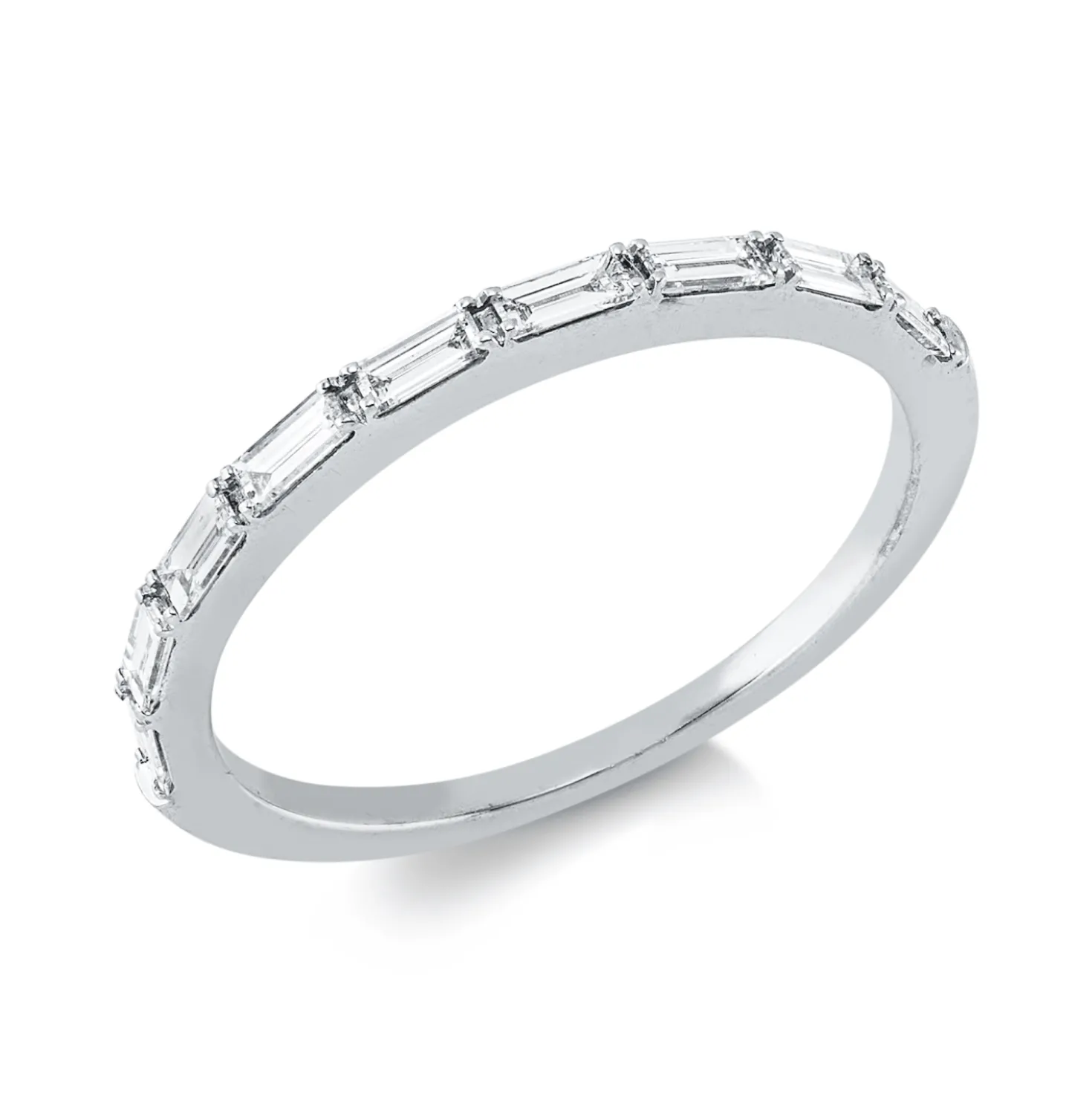 Ring aus 750 Weißgold 9 Diamanten Baguette-Schliff 0,28ct W-PI B:1,3mm