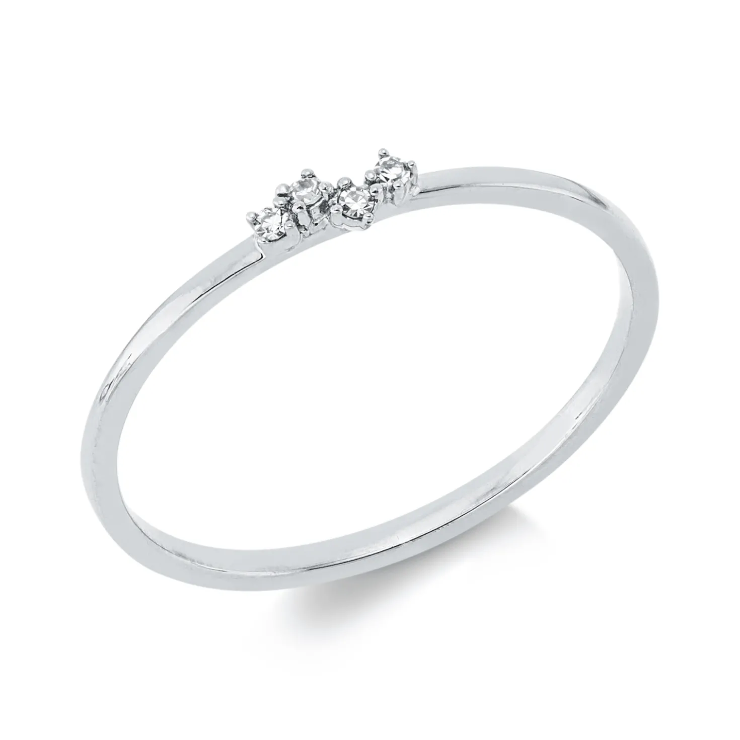 Ring aus 750 Weißgold 2 Diamanten 0,02ct TW-SI 2 Diamanten 0,01ct TW-SI B:2,5mm