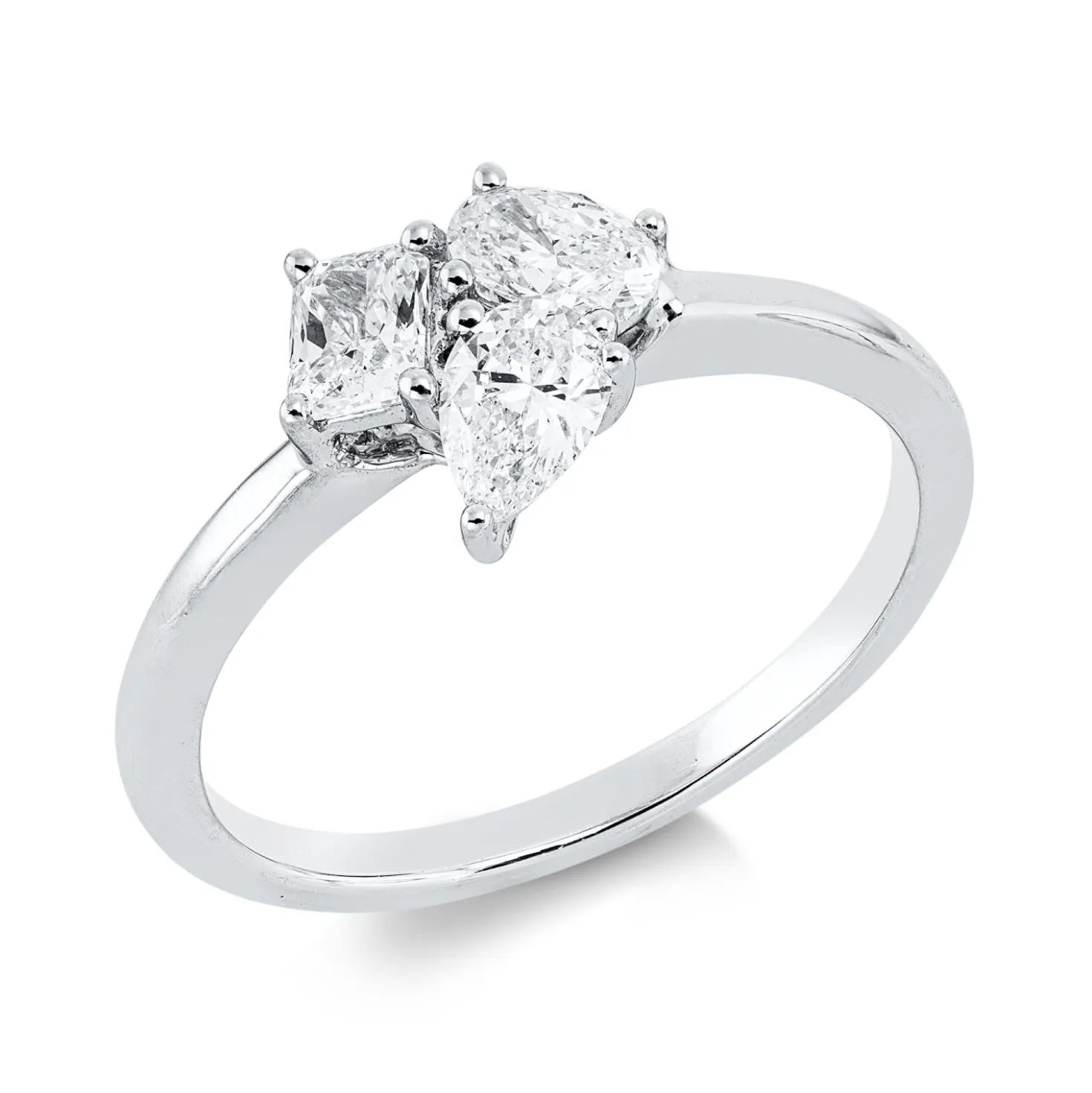 Ring aus 750 Weißgold 3 Diamanten Fanatsy-Schliff 0,71ct F-vsi/si B:8,4mm