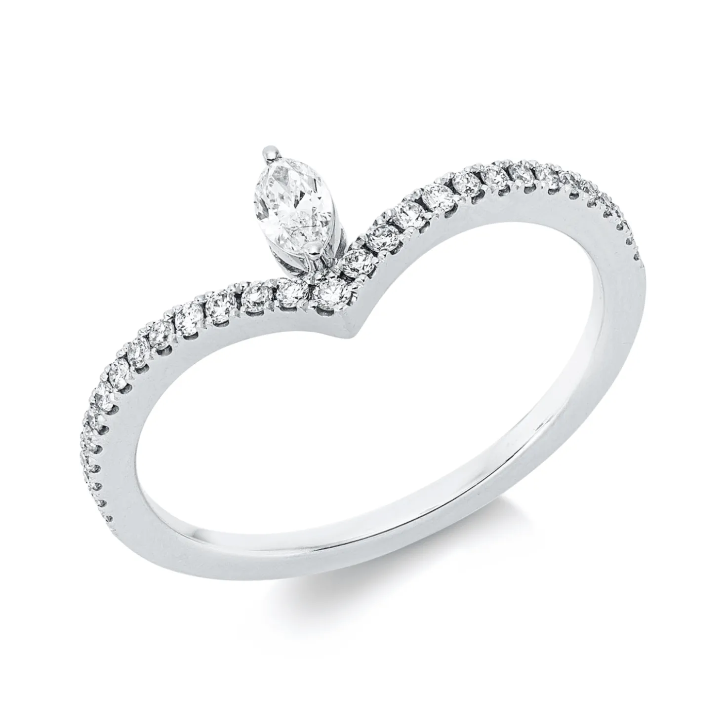 Ring aus 750 Weißgold 30 Diamanten Fanatsy-Schliff 0,24ct TW-SI B:6,7mm