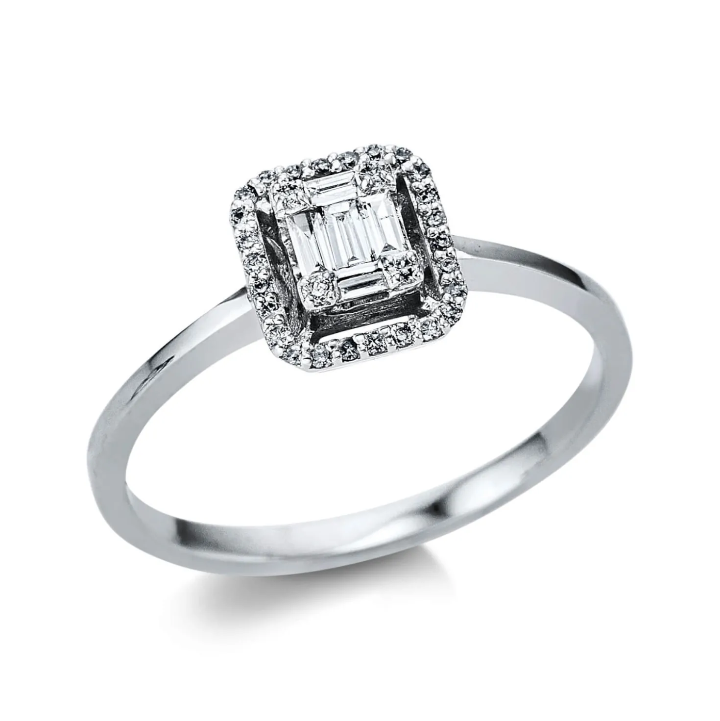 Ring aus 750 Weißgold 35 Diamanten Fanatsy-Schliff 0,2ct TW-SI B:6,8mm
