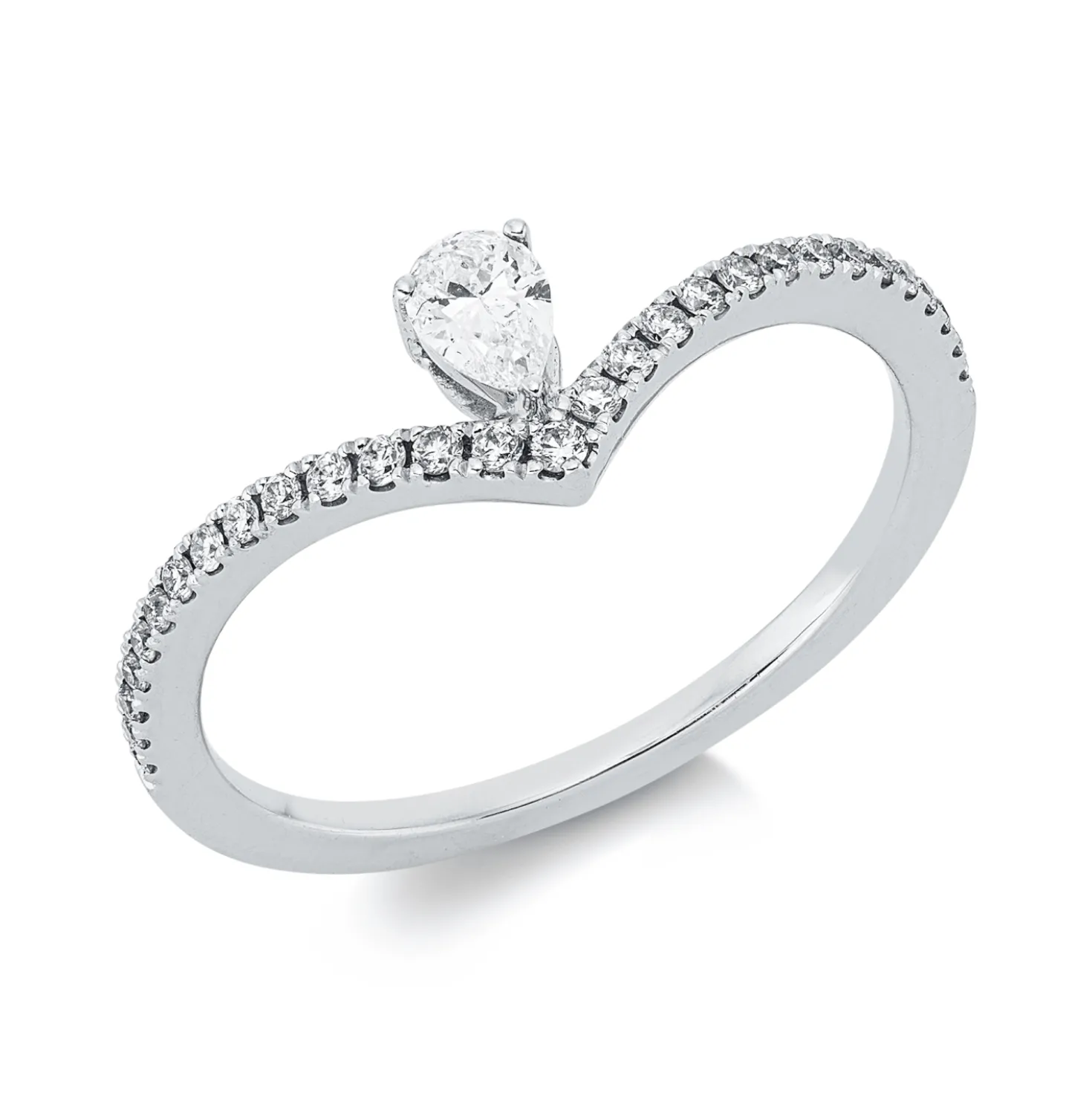 Ring aus 750 Weißgold 30 Diamanten Fanatsy-Schliff 0,28ct TW-SI B:6,2mm