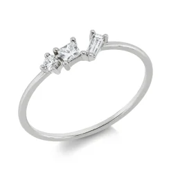 Ring aus 585 Weißgold 3 Diamanten Fanatsy-Schliff 0,2ct TW-SI B:3,6mm
