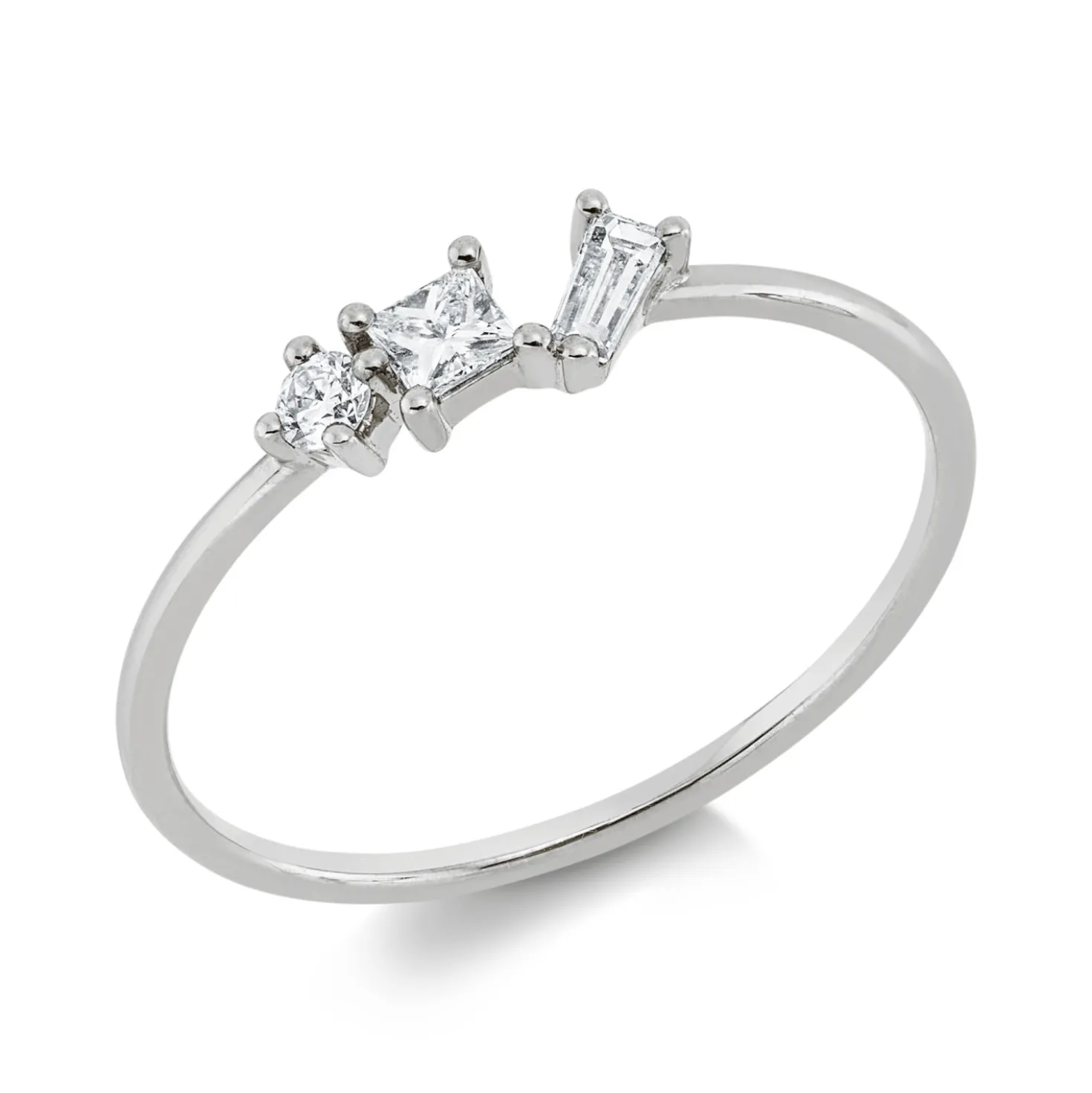 Ring aus 585 Weißgold 3 Diamanten Fanatsy-Schliff 0,2ct TW-SI B:3,6mm