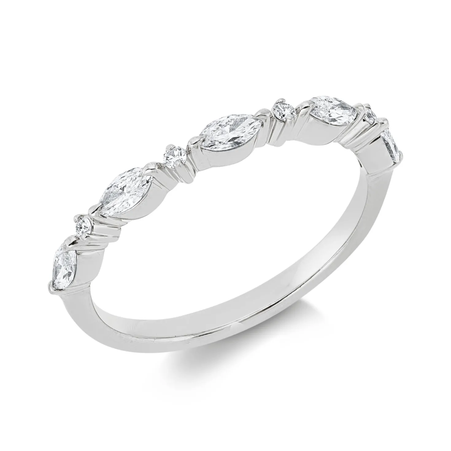 Ring aus 750 Weißgold 9 Diamanten Fanatsy-Schliff 0,36ct TW-SI B:2,2mm