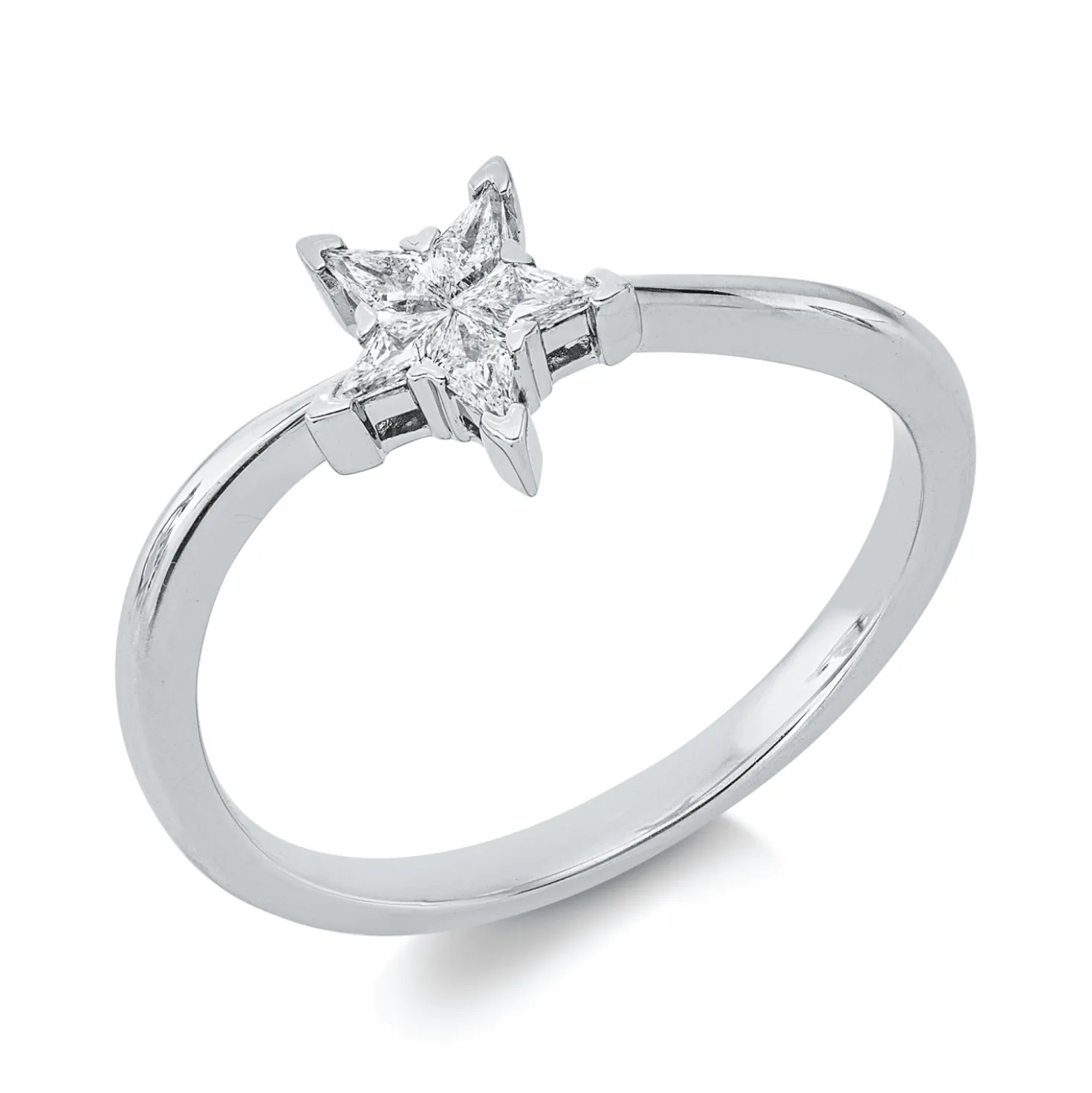 Ring aus 750 Weißgold 5 Diamanten Fanatsy-Schliff 0,18ct TW-VSI B:7,3mm