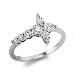 Ring aus 750 Weißgold 7 Diamanten Fanatsy-Schliff 0,65ct TW-VSI/SI H:10,7mm