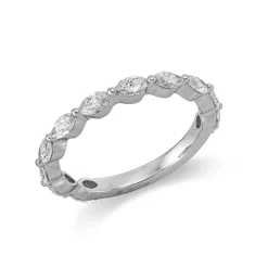 Ring aus 750 Weißgold 11 Diamanten Navette-Schliff 0,9ct TW-SI B:2,2mm