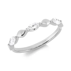 Ring aus 750 Weißgold 3 Diamanten Navette-Schliff 0,45ct TW-SI B:3,7mm