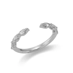 Ring aus 750 Weißgold 6 Diamanten Navette-Schliff 0,4ct TW-SI B:2,4mm