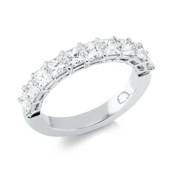 Ring aus 750 Weißgold 10 Diamanten Prinzess-Schliff 1,8ct F-VSI/SI B:4mm