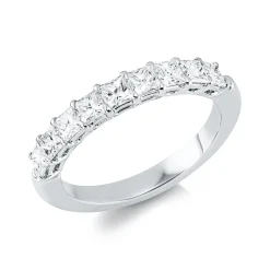 Ring aus 750 Weißgold 9 Diamanten Prinzess-Schliff 1,08ct F-VSI/SI H:3,6mm