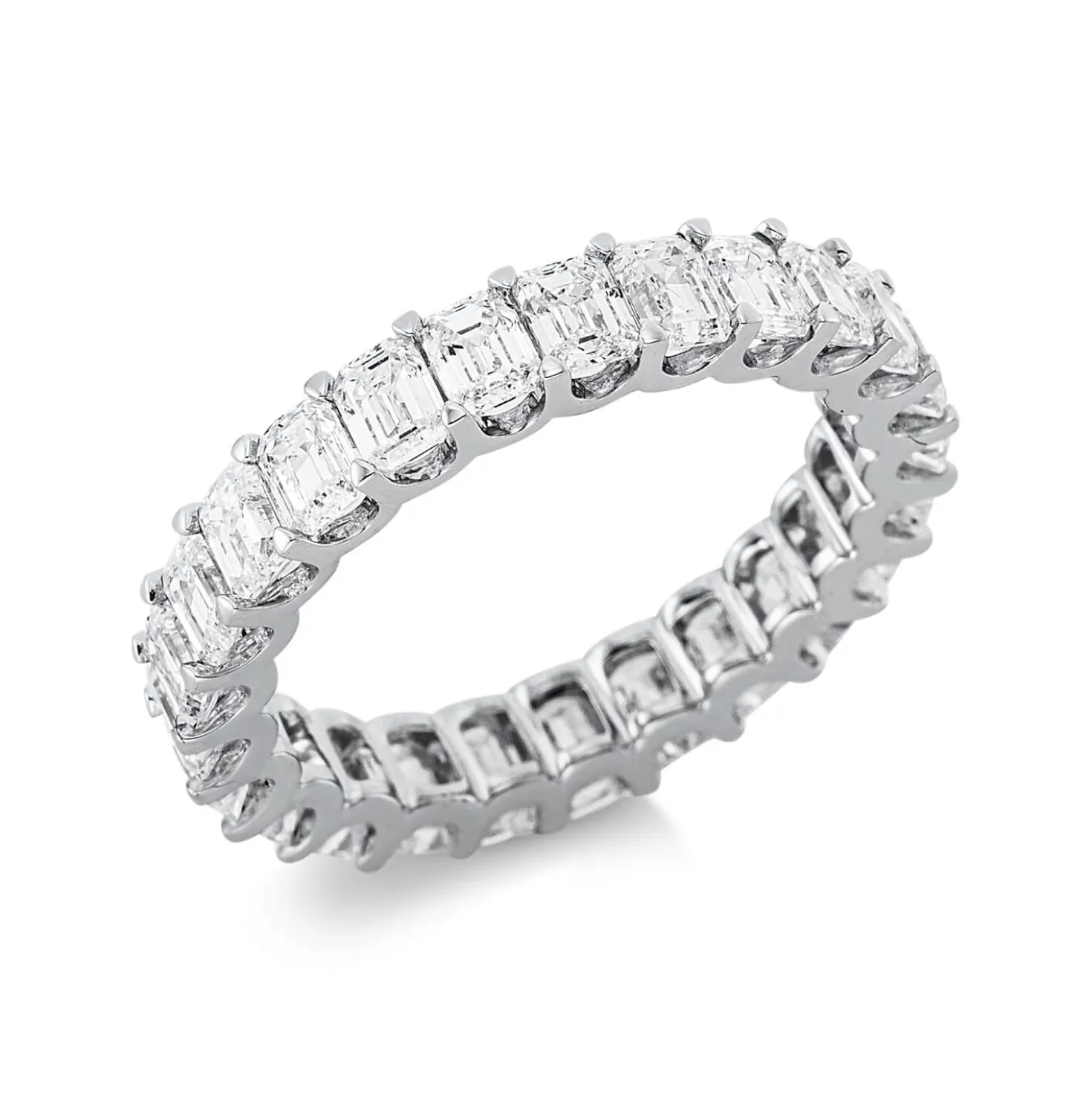 Ring aus 750 Weißgold 25 Diamanten Smaragd-Schliff 3,61ct TW-VSI/SI B:3,8mm