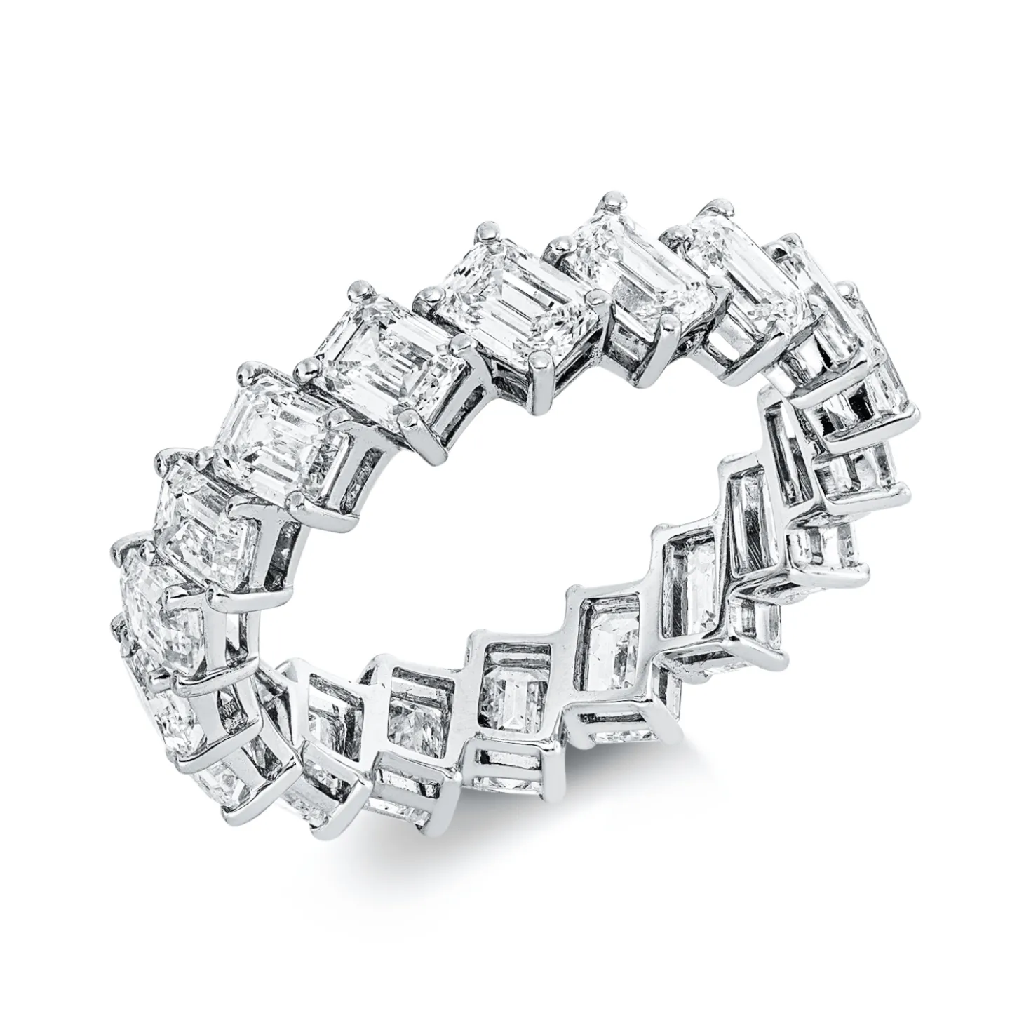 Ring aus 750 Weißgold 18 Diamanten Smaragd-Schliff 4,52ct TW-VSI/SI B:5,5mm